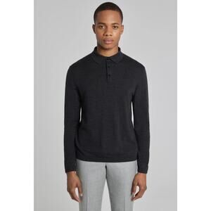 JACK VICTOR Men's Redfern Polo Shirt XXL Dark Grey Wool Silk Cashmere Knit NWT